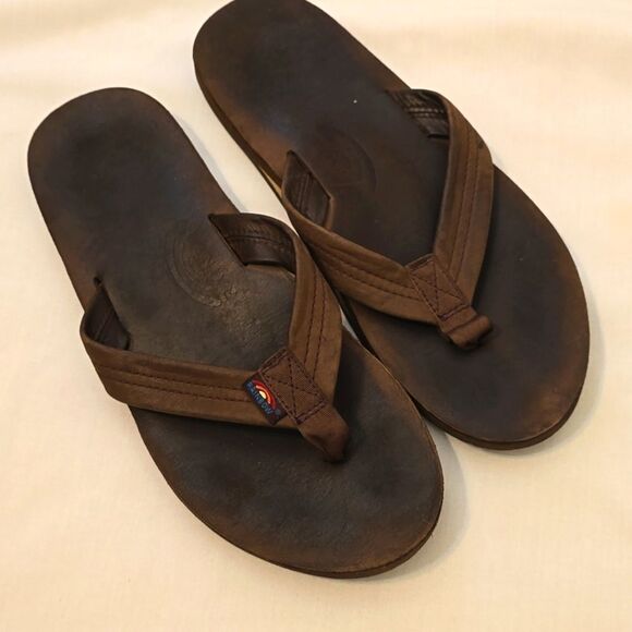 Rainbow Sandals Single Layer Arch Support Premier Leather with 1" Strap Expresso - Picture 1 of 6